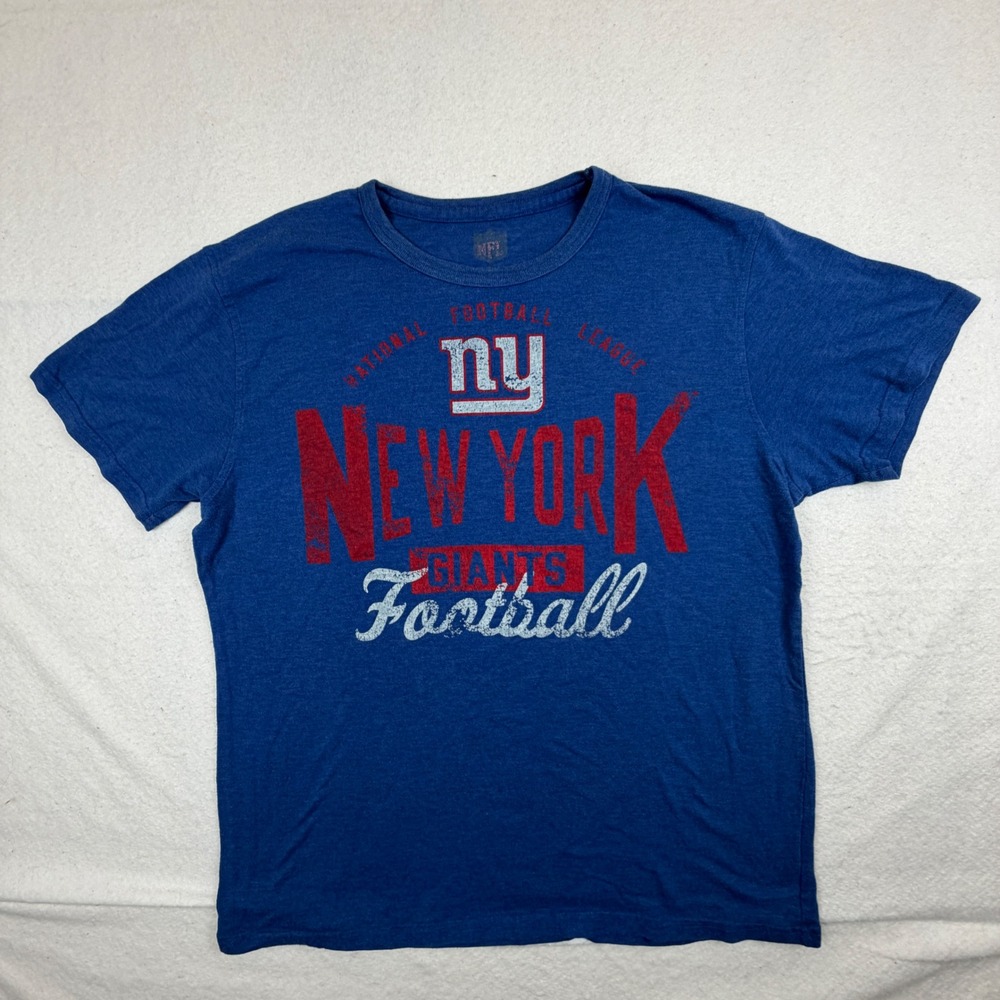 NFL New York Giants Football T-Shirt Mens XL Blue Distressed Graphic Tee